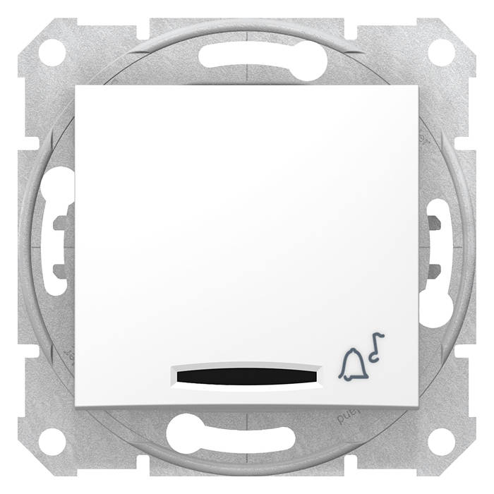 Выключатель одноклавишный кнопочный Schneider Electric SEDNA с подсветкой, белый, SDN1700121