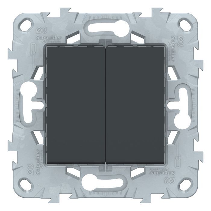 Двухклавишный проходной выключатель Schneider Electric UNICA NEW, антрацит, NU521354