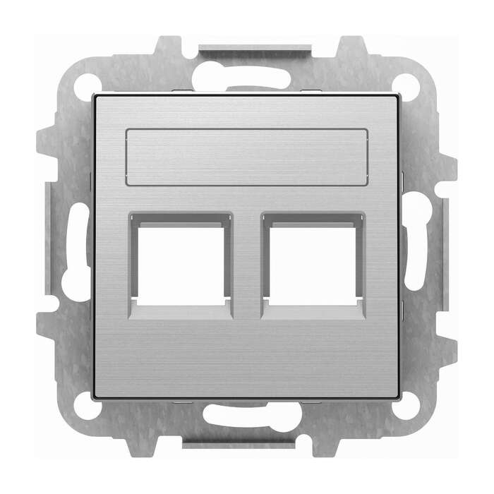 Накладка на розетку информационную ABB SKY, скрытый монтаж, алюминий, 2CLA851820A1401