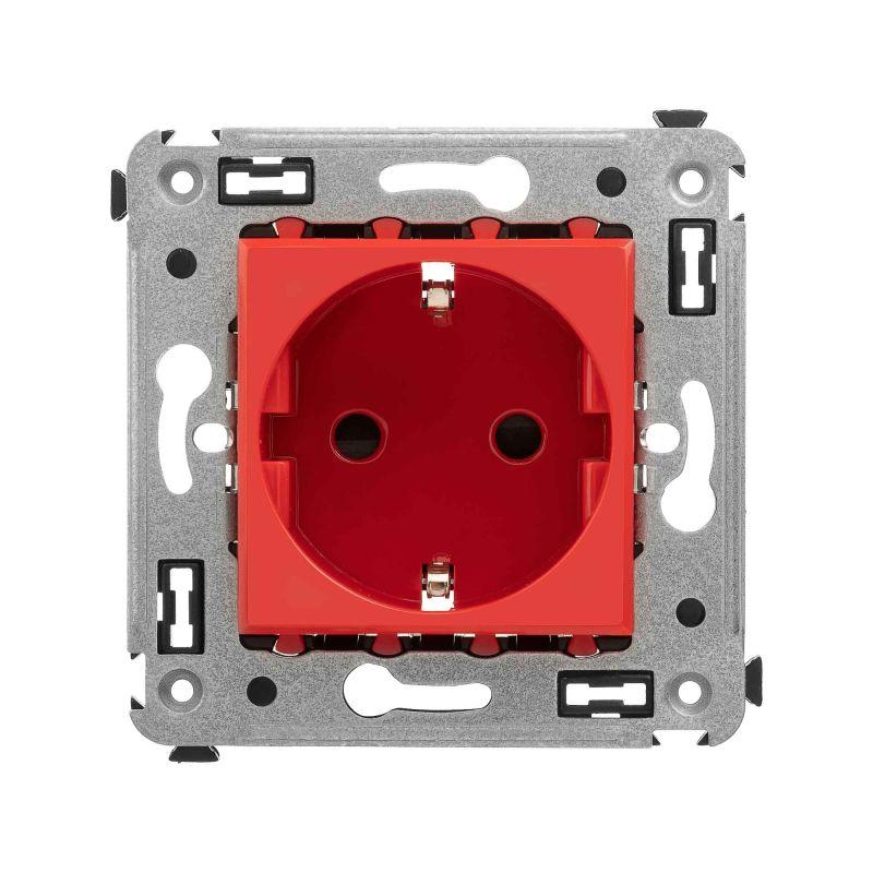 Розетка 1-м СП 2мод. Avanti "Красный квадрат" 16А IP20 2P+E защ. шторки красн. DKC 4401003