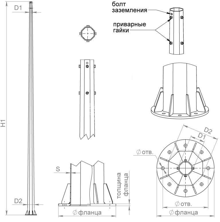 Комплект крепежа для ОСф/ОГСф-0;4 (болт М20х160 кл. пр. 8.8 - 8шт; гайка М20 - 32 шт; шайба М20 - 32шт; гровер С20 - 8шт) Пересвет В00005081